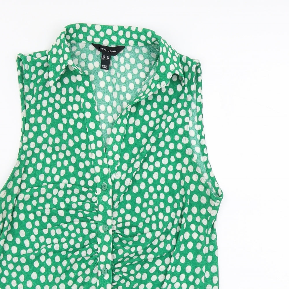 Womens UK Size 12 New Look Green Basic Button-Up