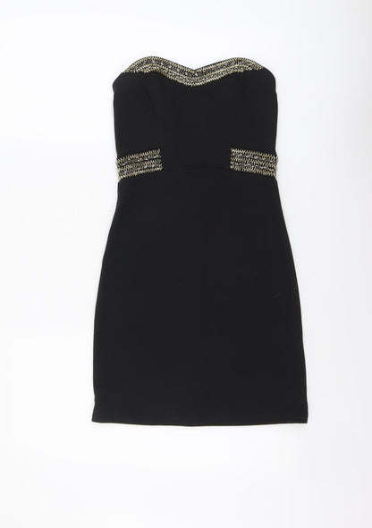 TFNC London Womens Black Viscose Bodycon Size XS Sweetheart Zip
