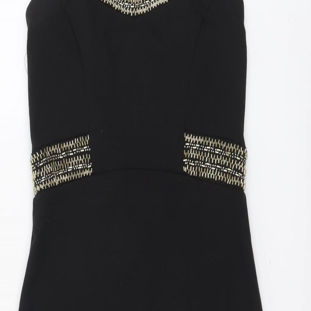TFNC London Womens Black Viscose Bodycon Size XS Sweetheart Zip