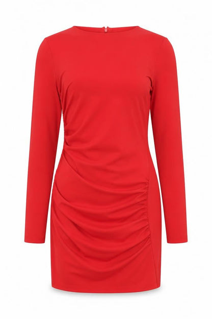 Zara Womens Red Polyester A-Line Size S Round Neck Zip