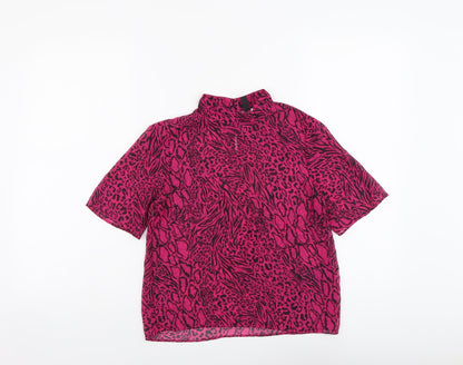 Womens UK Size 4 H&M Pink Cropped T-Shirt