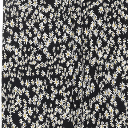 Only Womens Black Floral Polyester Trousers Size 8 L29 in Regular Zip