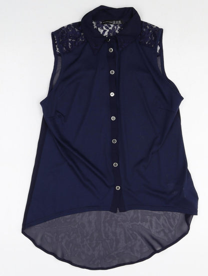 Atmosphere Womens Purple Floral Polyester Basic Button-Up Size 12 Collared