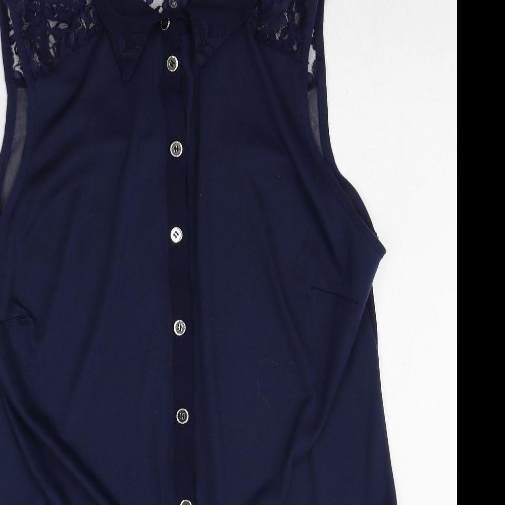 Atmosphere Womens Purple Floral Polyester Basic Button-Up Size 12 Collared