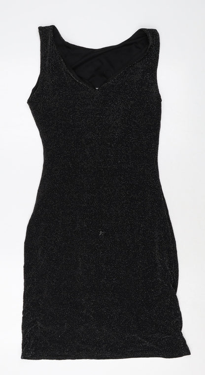 Wallis Womens Black Nylon A-Line Size 12 Round Neck Pullover