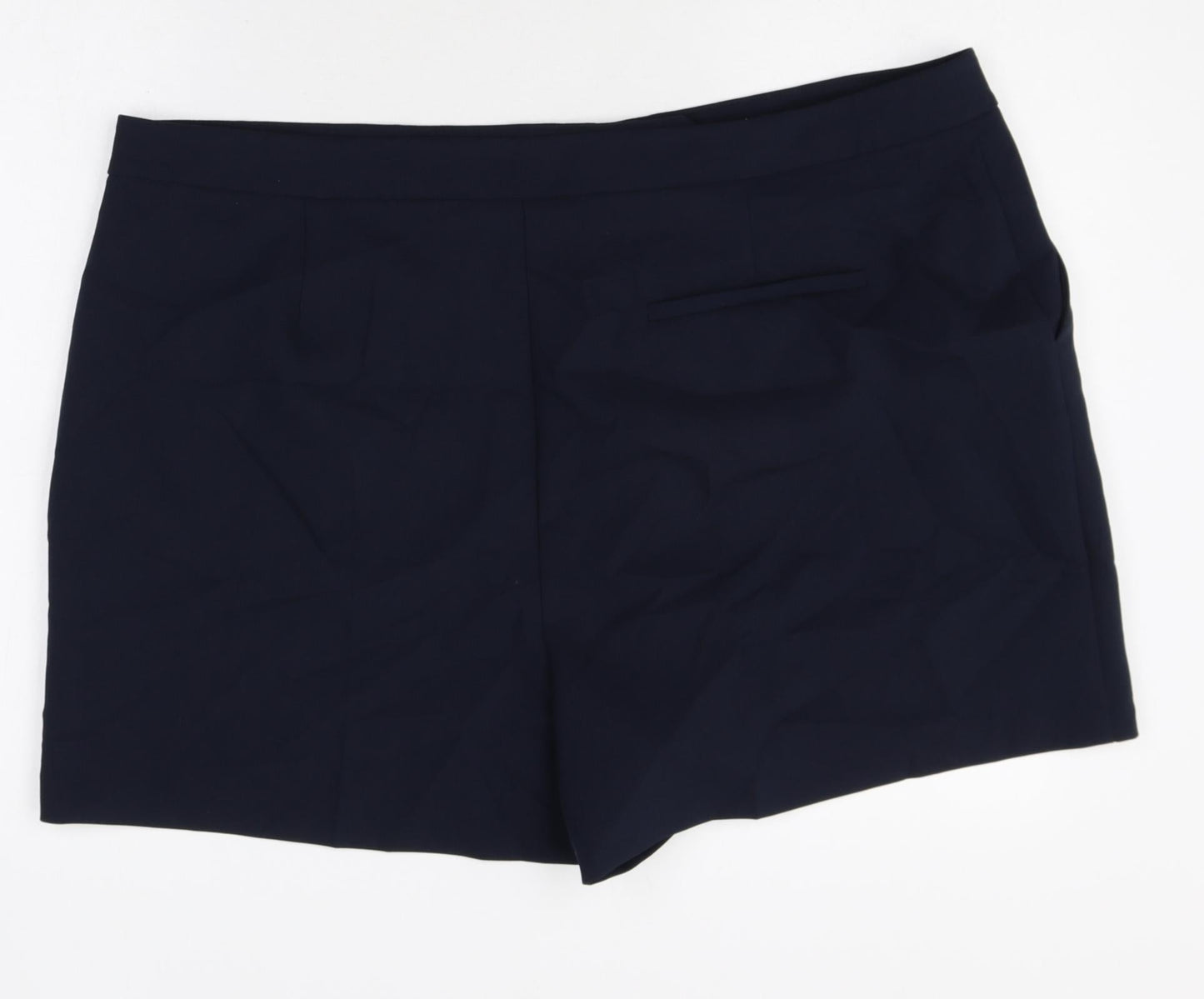 Marks and Spencer Womens Blue Polyester Hot Pants Shorts Size 24 Regular Zip