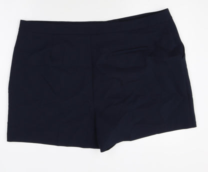 Marks and Spencer Womens Blue Polyester Hot Pants Shorts Size 24 Regular Zip