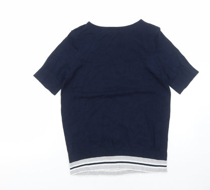 Womens UK Size M Debenhams Blue Basic T-Shirt