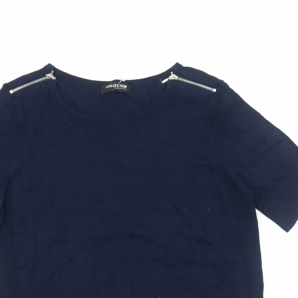 Womens UK Size M Debenhams Blue Basic T-Shirt