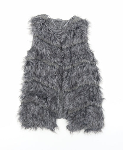 Primark Womens Grey V-Neck Acrylic Cardigan Jumper Size XS