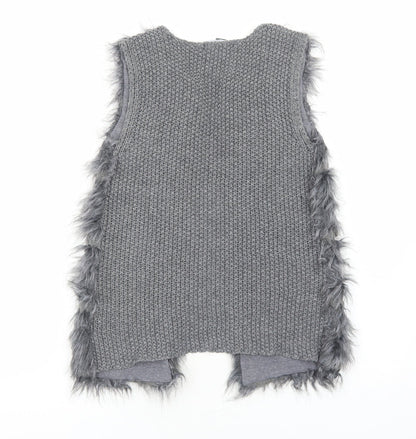 Primark Womens Grey V-Neck Acrylic Cardigan Jumper Size XS