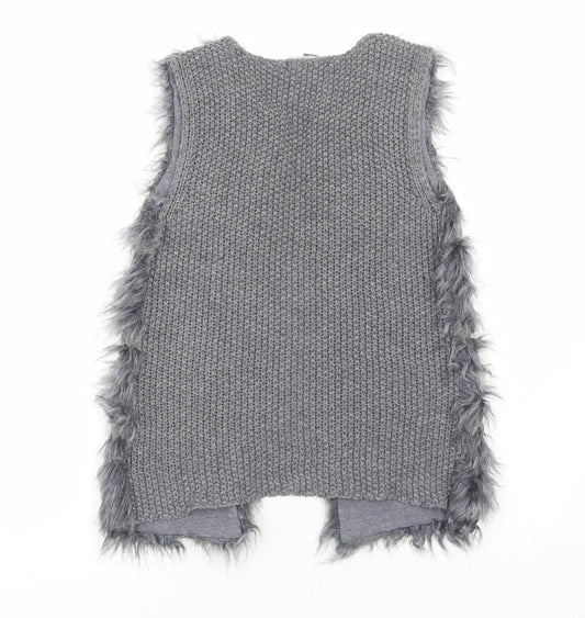 Primark Womens Grey V-Neck Acrylic Cardigan Jumper Size XS