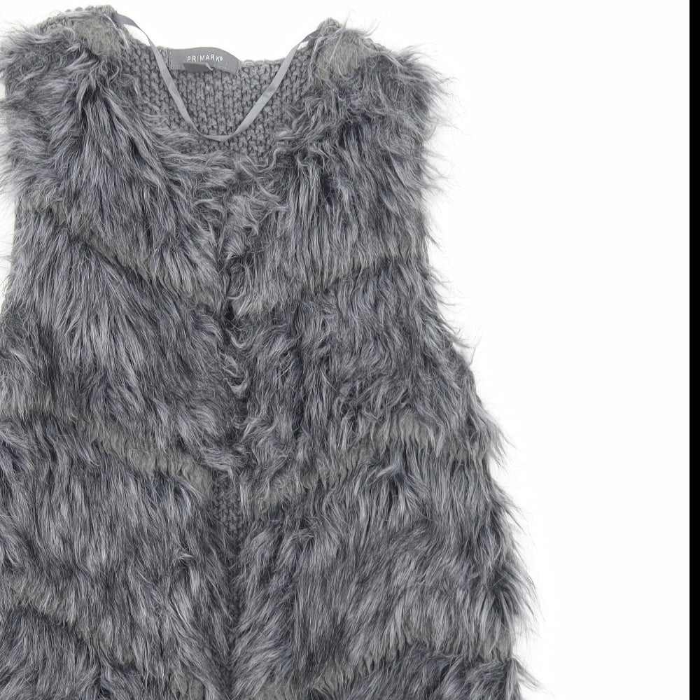 Primark Womens Grey V-Neck Acrylic Cardigan Jumper Size XS