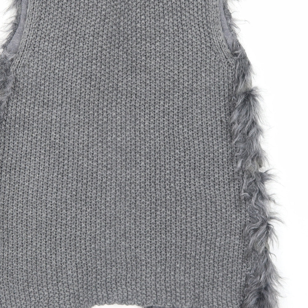 Primark Womens Grey V-Neck Acrylic Cardigan Jumper Size XS