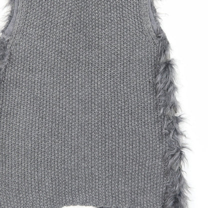 Primark Womens Grey V-Neck Acrylic Cardigan Jumper Size XS