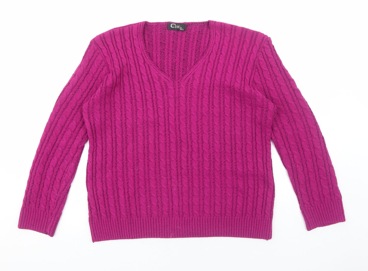 Womens UK Size M CHIC Pink Pullover Jumper