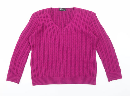 Womens UK Size M CHIC Pink Pullover Jumper