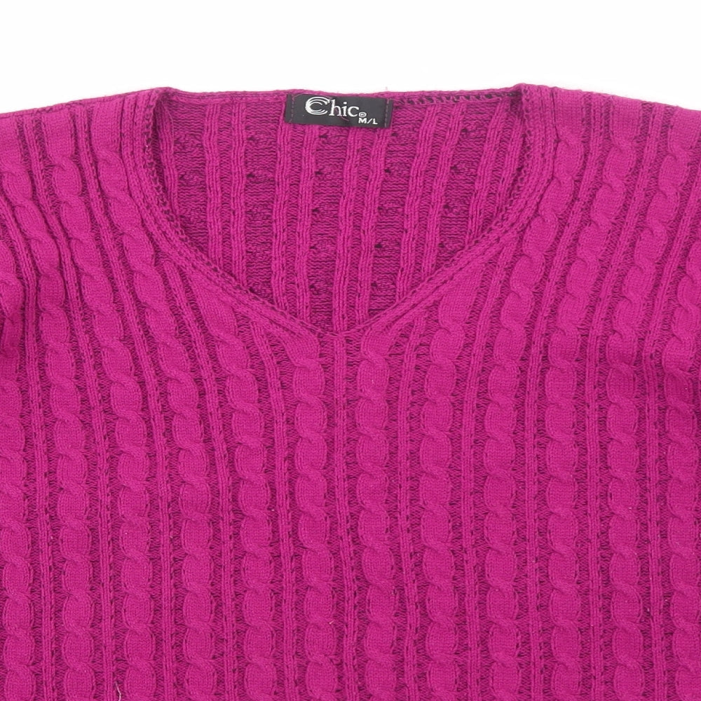 Womens UK Size M CHIC Pink Pullover Jumper