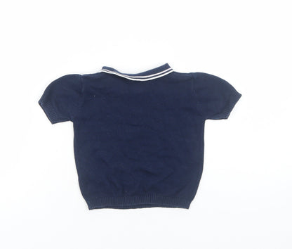 Primark Boys Blue Cotton Basic Polo Size 9-12 Months Collared Pullover