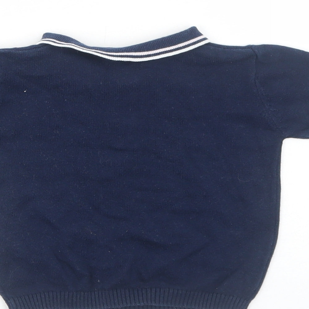Primark Boys Blue Cotton Basic Polo Size 9-12 Months Collared Pullover