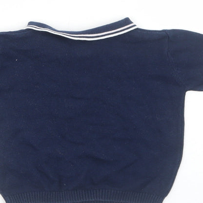 Primark Boys Blue Cotton Basic Polo Size 9-12 Months Collared Pullover