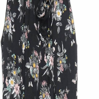 Oasis Womens Black Floral Viscose Jumpsuit One-Piece Size XS Pullover - Cold Shoulder