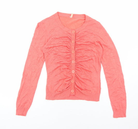 b.young Womens Pink Round Neck Viscose Cardigan Jumper Size S