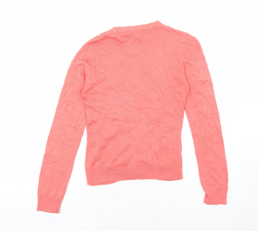 b.young Womens Pink Round Neck Viscose Cardigan Jumper Size S