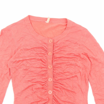 b.young Womens Pink Round Neck Viscose Cardigan Jumper Size S