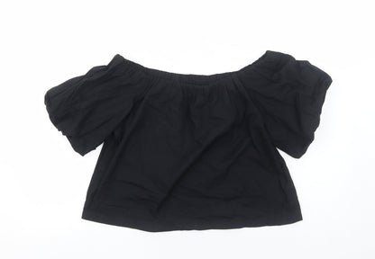Womens UK Size 10 ASOS Black Cropped Blouse