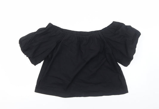 Womens UK Size 10 ASOS Black Cropped Blouse