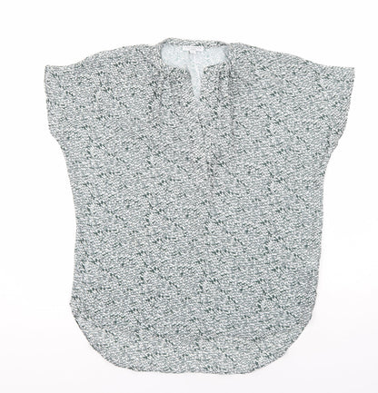 Miss Sparrow Womens Green Geometric Polyester Tunic Blouse Size M V-Neck