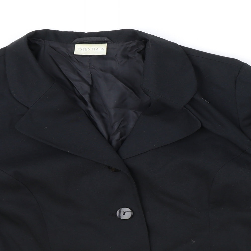 Womens UK Size 14 Essentials Regular Black Blazer