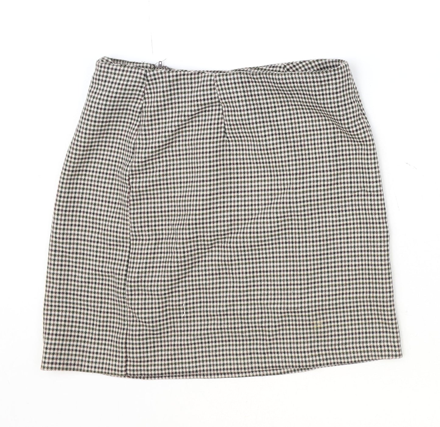 New Look Womens Multicoloured Plaid Polyester Straight & Pencil Skirt Size 6 Zip