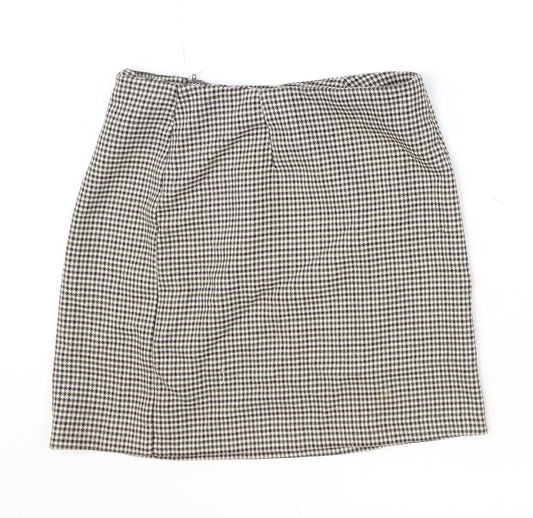New Look Womens Multicoloured Plaid Polyester Straight & Pencil Skirt Size 6 Zip