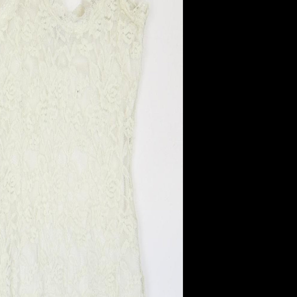 Missguided Womens Ivory Polyester Pencil Dress Size 6 V-Neck Pullover