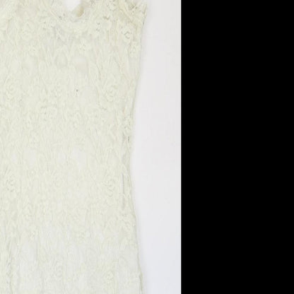 Missguided Womens Ivory Polyester Pencil Dress Size 6 V-Neck Pullover