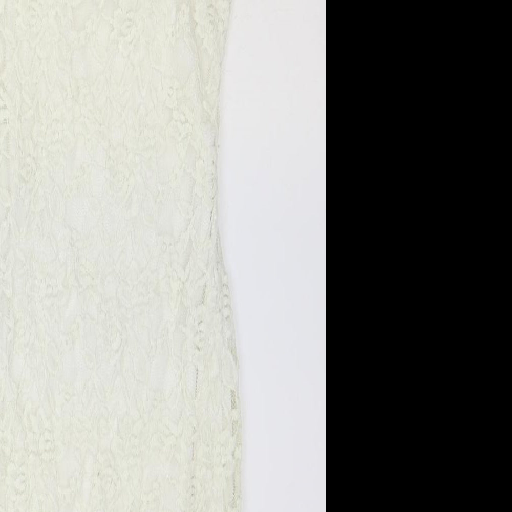 Missguided Womens Ivory Polyester Pencil Dress Size 6 V-Neck Pullover