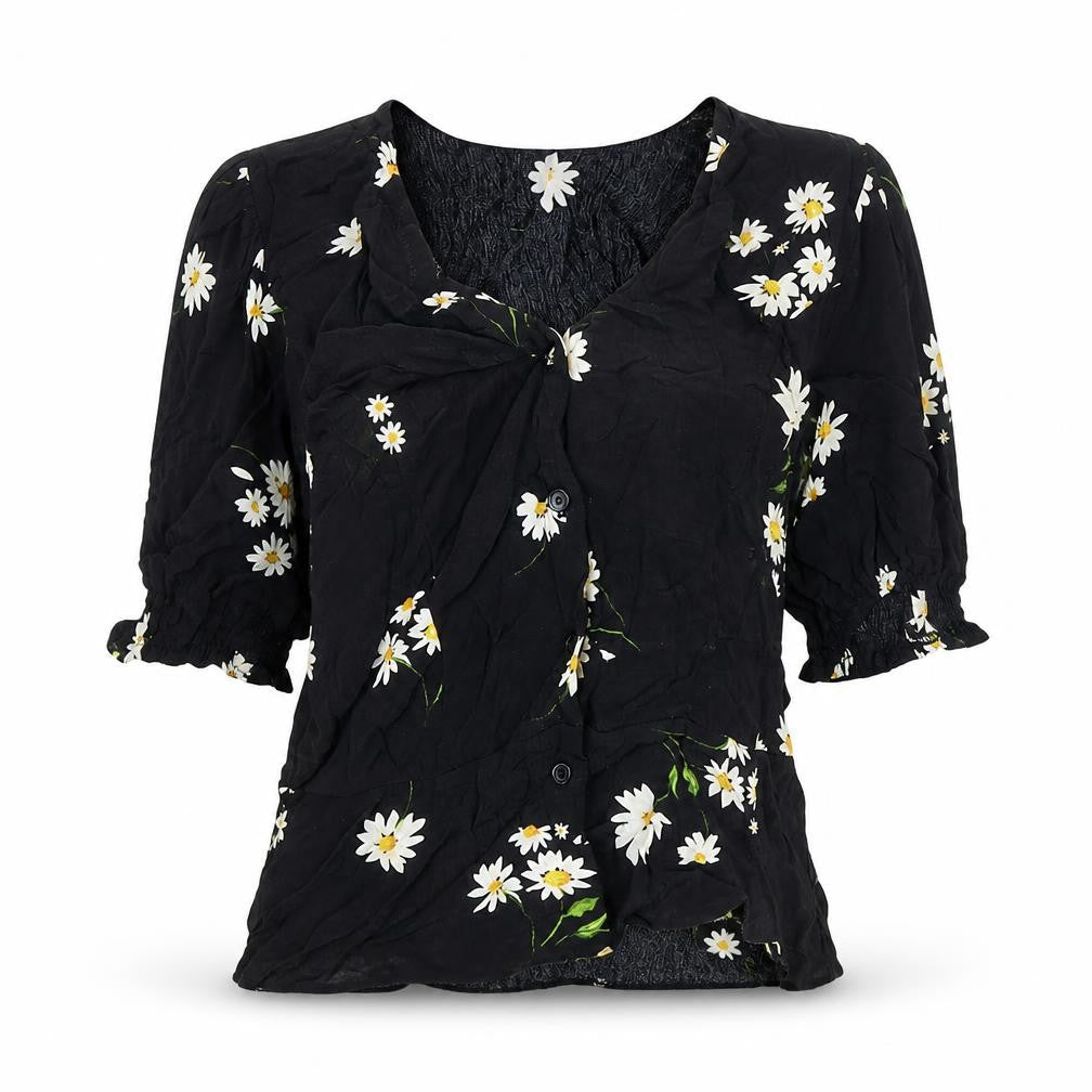 Womens UK Size 8 New Look Black Basic Blouse
