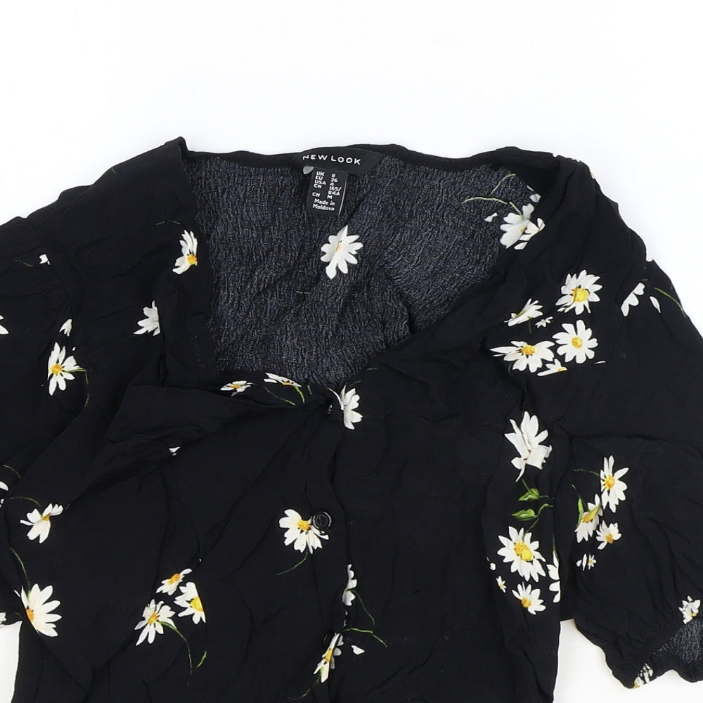 Womens UK Size 8 New Look Black Basic Blouse
