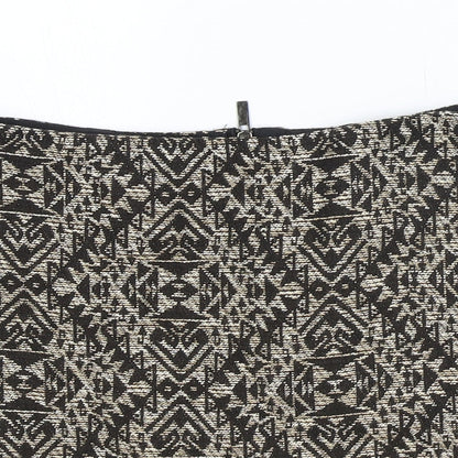 Marks and Spencer Womens Brown Geometric Cotton Straight & Pencil Skirt Size 10 Zip