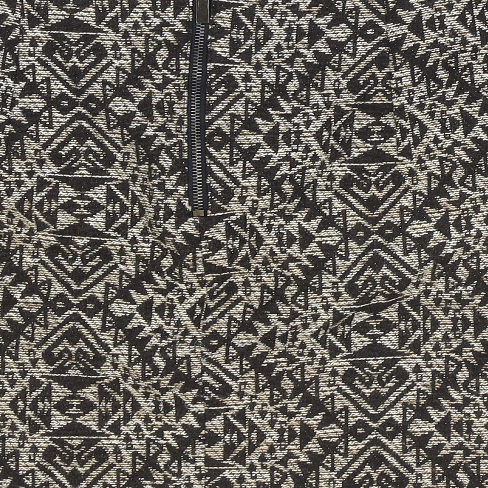 Marks and Spencer Womens Brown Geometric Cotton Straight & Pencil Skirt Size 10 Zip