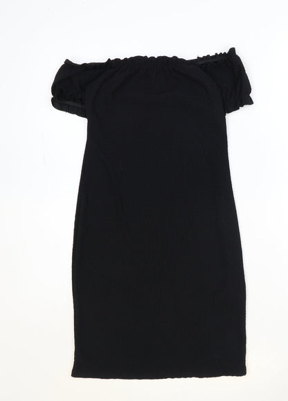 Missguided Womens Black Polyester A-Line Size 10 Off the Shoulder Pullover