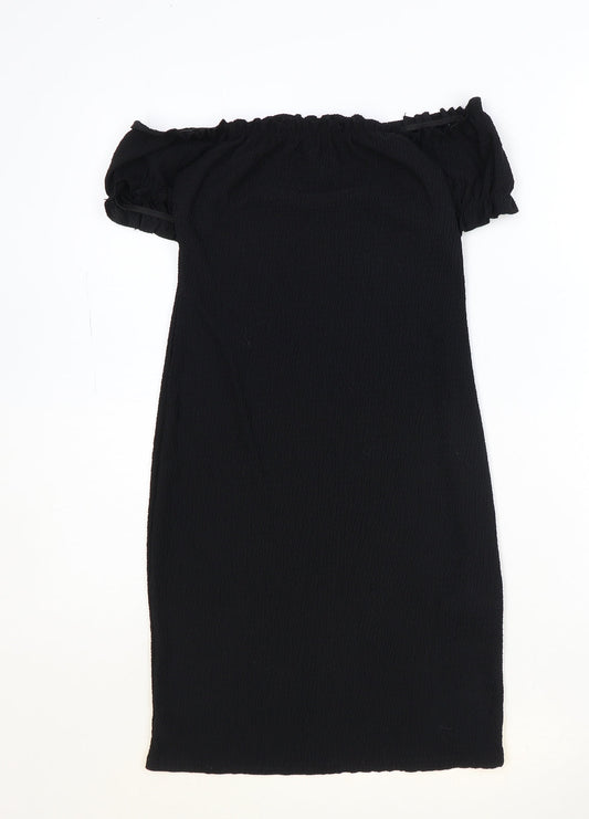 Missguided Womens Black Polyester A-Line Size 10 Off the Shoulder Pullover