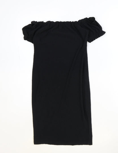 Missguided Womens Black Polyester A-Line Size 10 Off the Shoulder Pullover