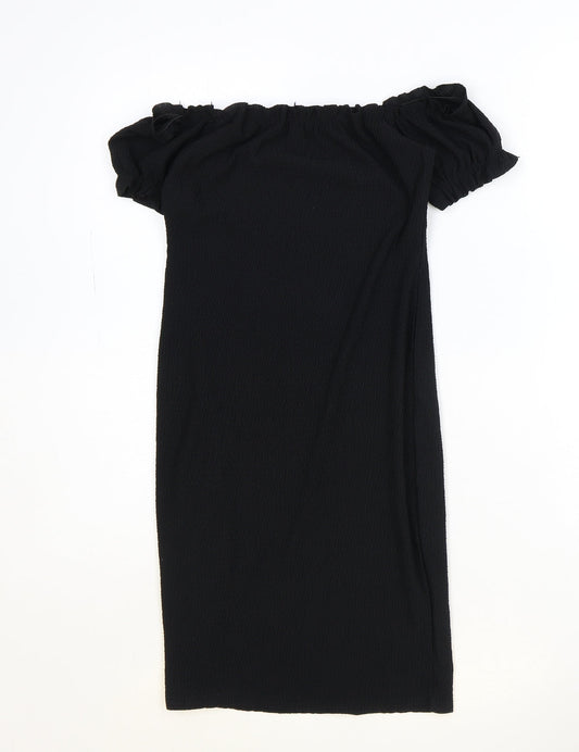 Missguided Womens Black Polyester A-Line Size 10 Off the Shoulder Pullover