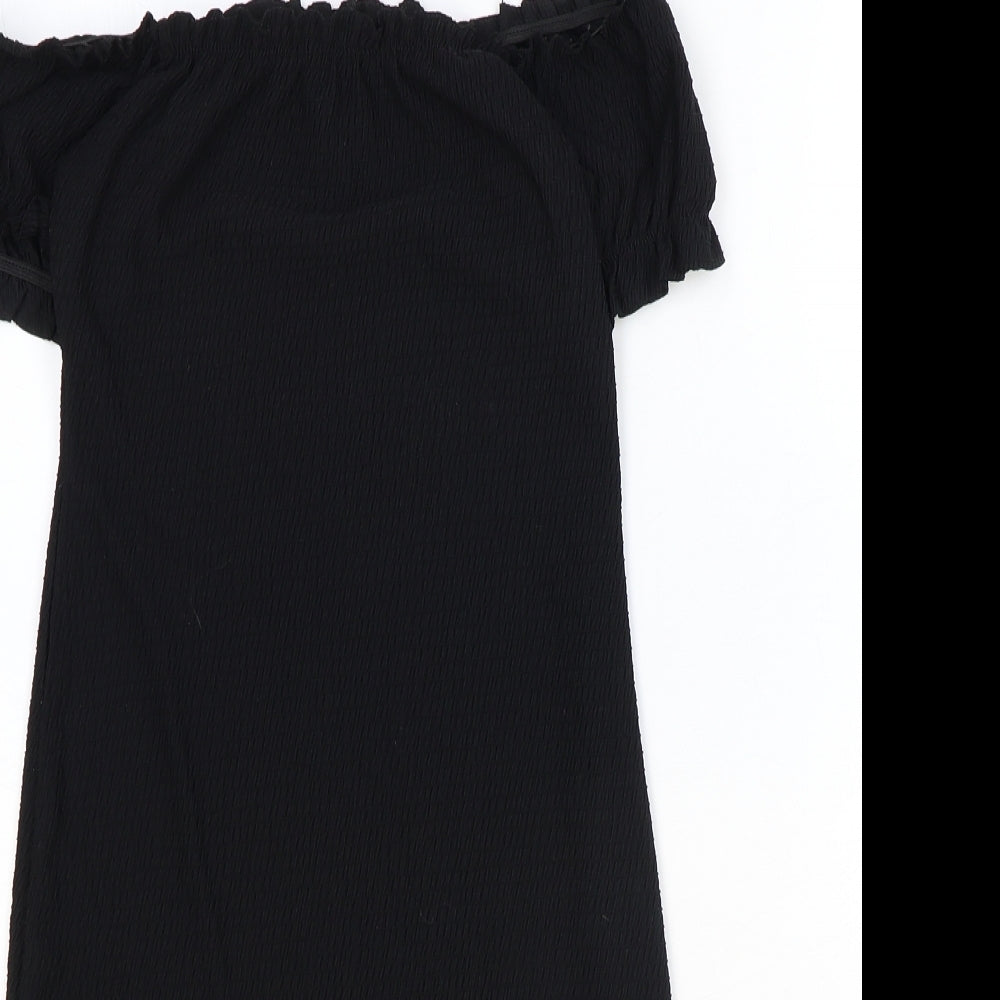 Missguided Womens Black Polyester A-Line Size 10 Off the Shoulder Pullover