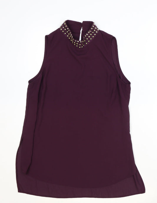 Atmosphere Womens Purple Polyester Basic Blouse Size 12 Round Neck