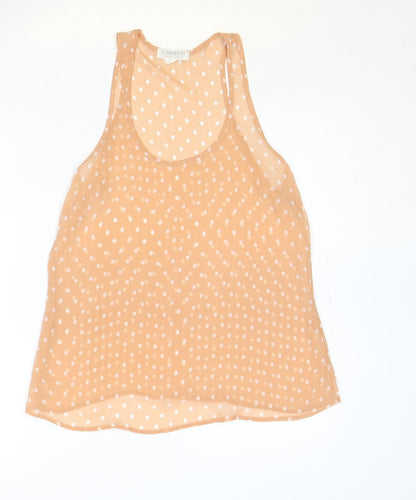 FOREVER 21 Womens Pink Polka Dot Polyester Basic Tank Size S Scoop Neck