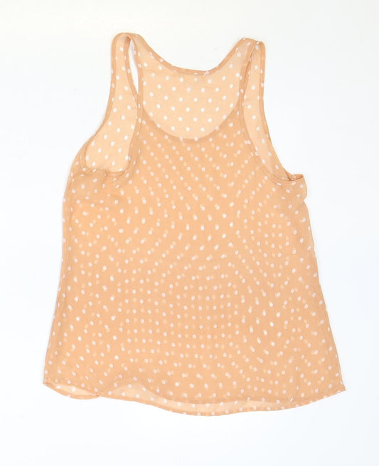 FOREVER 21 Womens Pink Polka Dot Polyester Basic Tank Size S Scoop Neck